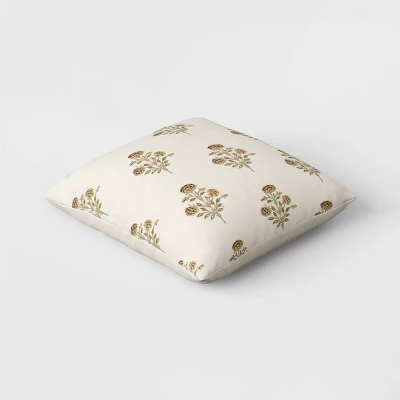Block Print Floral Square Throw Pillow - Threshold™ - Image 2