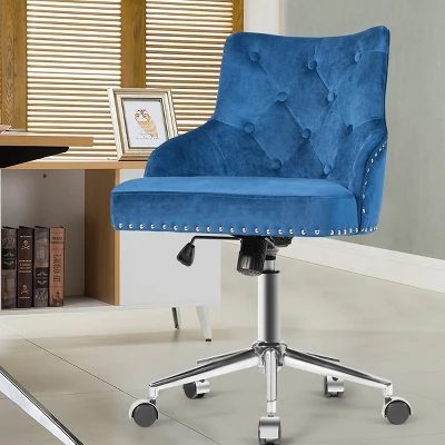 Tangkula Velvet Desk Chair Upholstered 360°Swivel Height Adjustable Rolling Office Chair For Office Bedroom Living Room - Image 2
