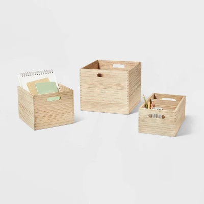 Small Decorative Light Wood Crate Natural - Brightroom™ - Image 3
