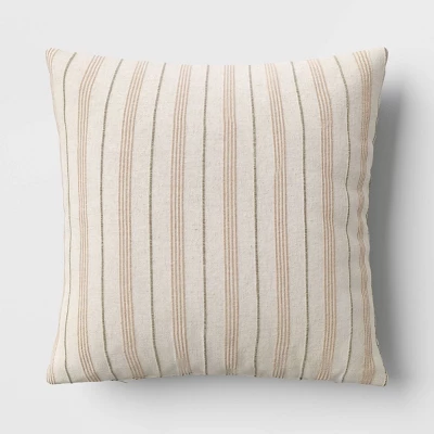 Cotton Flax Woven Striped Square Throw Pillow - Threshold™ - Image 4