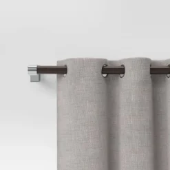 Dark Faux Wood Curtain Rod Nickel - Threshold™