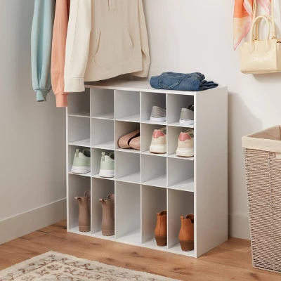 4 Tier Laminate Stackable Shoe Cubby White - Brightroom™