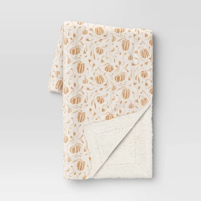Mini Pumpkin Printed Plush With Shearling Reverse Throw Blanket - Threshold™ - Image 6
