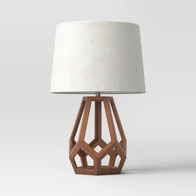 Large Wood Geo Assembled Table Lamp - Threshold™ - Image 4
