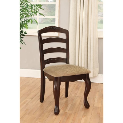 Set Of 2 Danburn Floral Accented Ladder Back Side Chair Dark Walnut - HOMES: Inside + Out