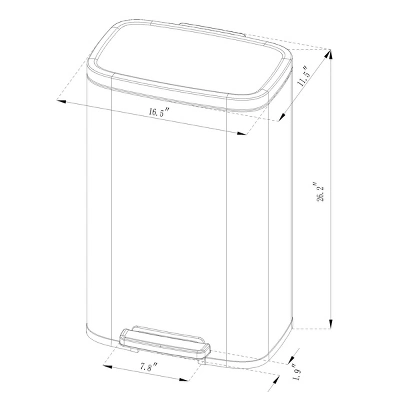 45L Rectangular Step Trash Can - Brightroom™ - Image 3