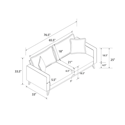 Maryan Pillowback Wood Stretcher Sofa Gray Linen - Room & Joy - Image 10