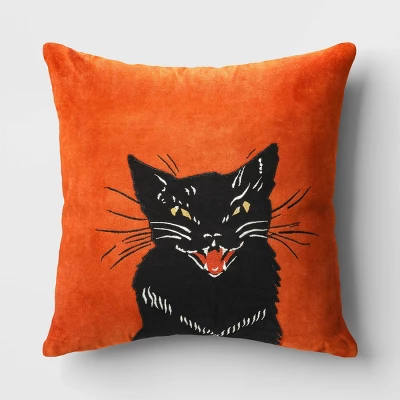 Fierce Cat Applique Cotton Velvet Square Halloween Throw Pillow - Threshold™ - Image 5