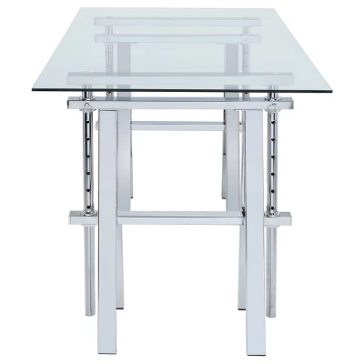 Statham Glass Top Adjustable Sawhorse Standing Desk Chrome - Coaster - Image 5