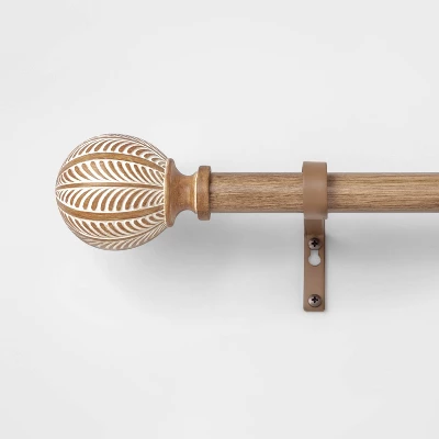 Carved Light Woodtone Ball Curtain Rod Natural - Opalhouseâ„¢ - Image 3