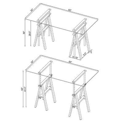 Statham Glass Top Adjustable Sawhorse Standing Desk Chrome - Coaster - Image 6