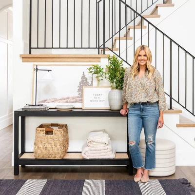 Console Table With Woven Rattan Shelf Black - Threshold™ Designed With Studio McGee - Image 8