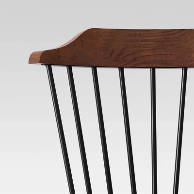 Delway Curved Back Mixed Material Counter Height Barstool Walnut - Threshold™ - Image 4