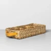 3 Compartment Woven Tank Tray With Leather Handles Beige - Hearth & Hand™ With Magnolia