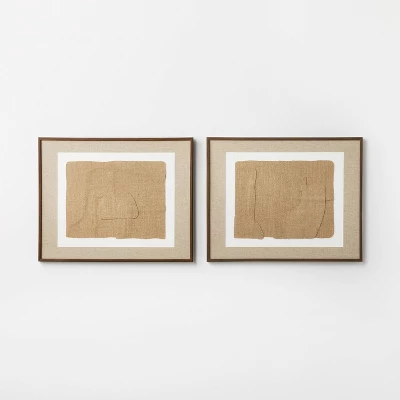 (Set Of 2) 16" X 20" Jute Framed Wall Canvases Walnut - Threshold™ Designed With Studio McGee - Image 2