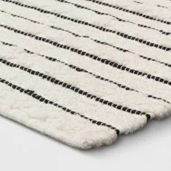 Striped Bath Rug White/Black - Opalhouse™