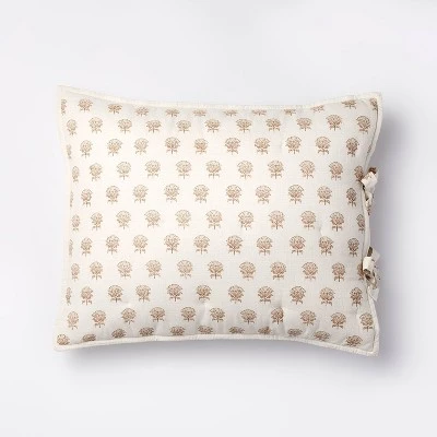 Lofty Cotton Slub Woodblock Print Floral Quilt Sham White/Mauve – Threshold™ Designed With Studio McGee - Image 5