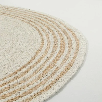 Round 6' Multi Stripe Braided Jute Area Rug Cream/Tan - Hearth & Hand™ With Magnolia - Image 2