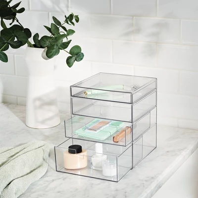 4 Drawer Stackable Countertop Organizer Clear - Brightroom™