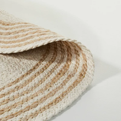 Round 6' Multi Stripe Braided Jute Area Rug Cream/Tan - Hearth & Hand™ With Magnolia - Image 3