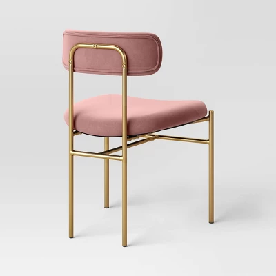 Orion Luxe Dining Chair With Brass Legs Blush Velvet - Threshold™ - Image 3