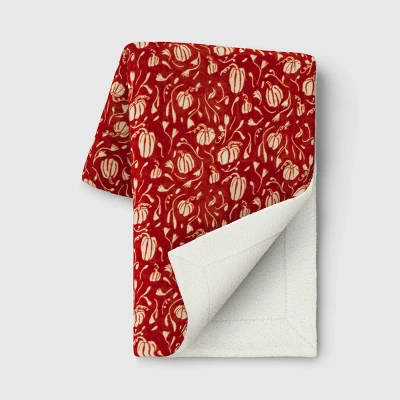 Mini Pumpkin Printed Plush With Shearling Reverse Throw Blanket - Threshold™ - Image 5