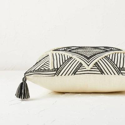 Square Embellished Geometric Decorative Throw Pillow Off-White/Black - Opalhouse™ Designed With Jungalow™ - Image 2