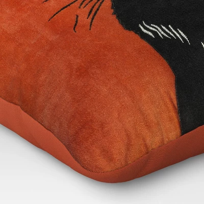Fierce Cat Applique Cotton Velvet Square Halloween Throw Pillow - Threshold™ - Image 3