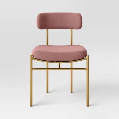 Orion Luxe Dining Chair With Brass Legs Blush Velvet - Threshold™ - Image 2