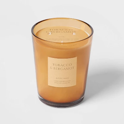 Colored Vase Glass With Dustcover Tobacco And Bergamot Candle Yellow - Threshold™ - Image 5
