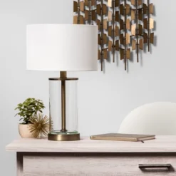 Fillable Accent With USB Table Lamp Brass - Threshold™