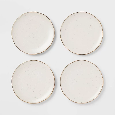 4pk Ceramic App Dining Plates Ivory/Gold - Threshold™ - Image 2