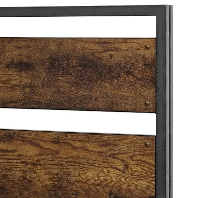 Queen Urban Chic Metal And Wood Plank Bed Brown - Saracina Home - Image 4