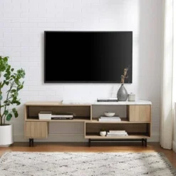 Modern Reeded Door Extendable TV Stand For TVs Up To 50" - Saracina Home