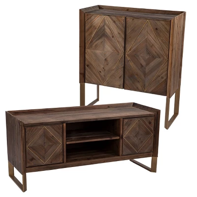 Glacerad Reclaimed Wood Media Console For TVs Upto 50" Brown - Aiden Lane - Image 10